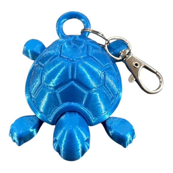 Blue Articulated Turtle With Small Split Circle Key Ring & Clasp- Handcrafted - Picture 2 of 4